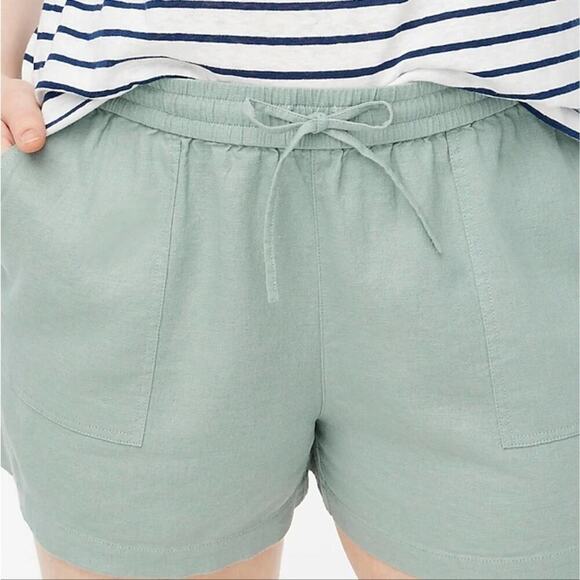 J. Crew Point Sur Seaside Shorts Linen Blend Light Mint Green Size large - Picture 2 of 12